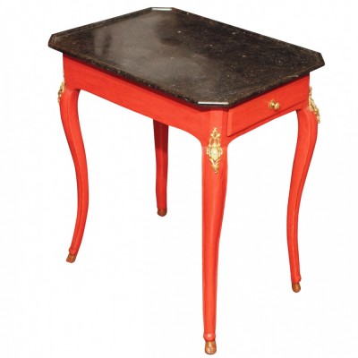 Louis XV transition Small Occasional Table with trayed marble top