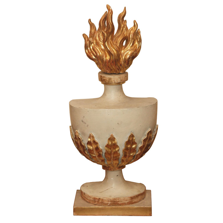 French Architectural Element Flaming Urn