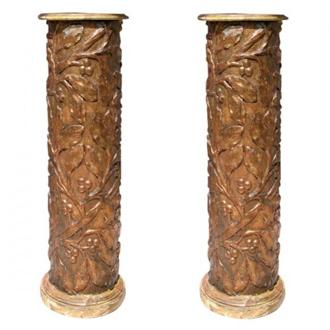 Pair of 17th c. Gilt Columns