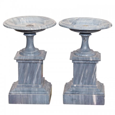 PAIR OF FRENCH ST ANNE GRAY MARBLE TAZZA