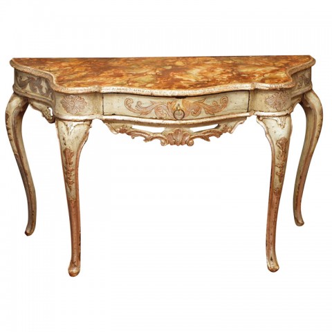 18TH CENTURY SILVERGILT AND PAINTED CONSOLE TABLE