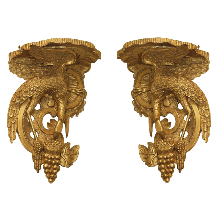 Pair Of 19th Century Giltwood Wall Brackets