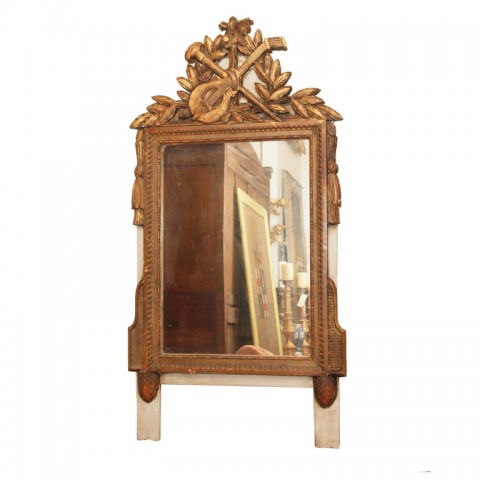 French Louis XVI Gilt And Gray Painted Mirror