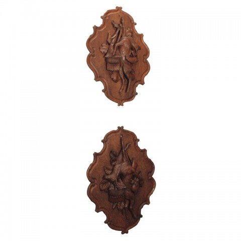 Pair Of Black Forest Wall Plaques