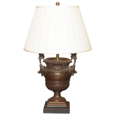 EXCEPTIONAL BARBIDIENNE BRONZE URN AS LAMP