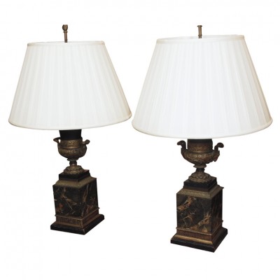PAIR OF CAMPANIA FORM URNS AS LAMPS
