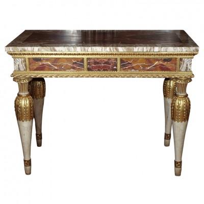18th C ITALIAN MABLE INLAID CONSOLE TABLE