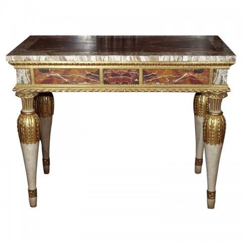 18th C ITALIAN MABLE INLAID CONSOLE TABLE