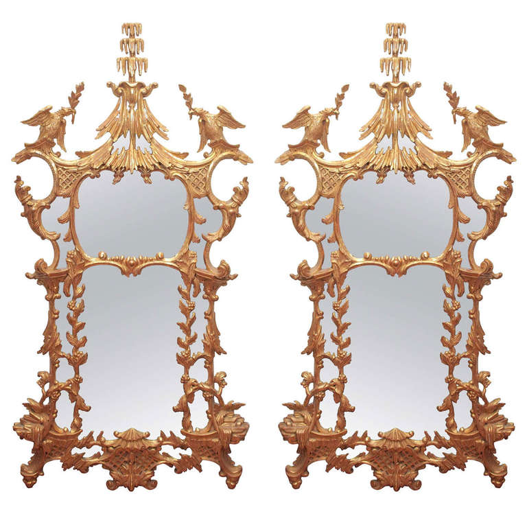 Pair of 19th Century Chinese Chippendale Style Mirrors