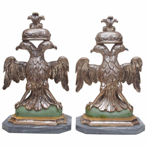 Pair of 19th Century Double Headed Eagles on Marble Bases