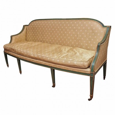English Painted and Parcel-Gilt Sofa in the Sheraton Taste