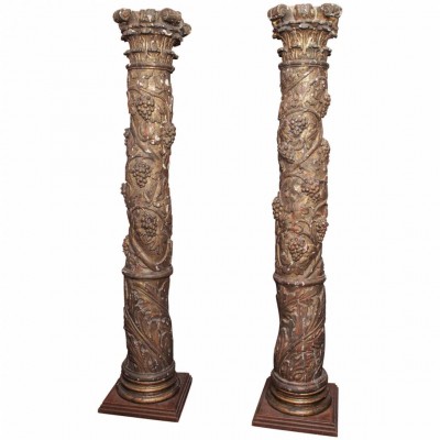 Pair of 17th Century Solomonic Columns