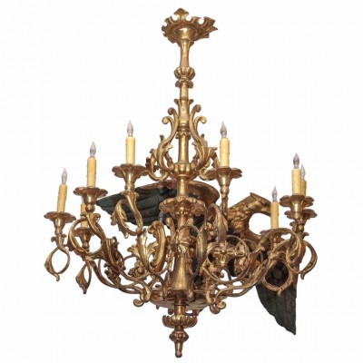 Italian Giltwood and Gesso Chandelier