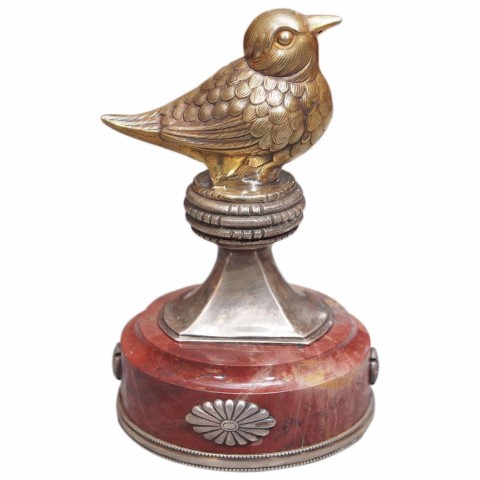 Russian Silver and Marble Figural Bird Paperweight