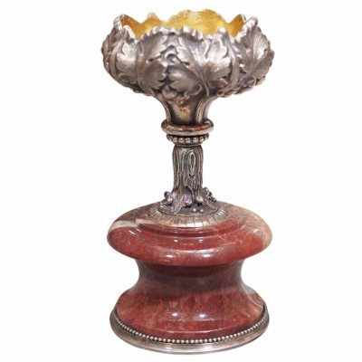 Russian Silver and Marble Figural Vase