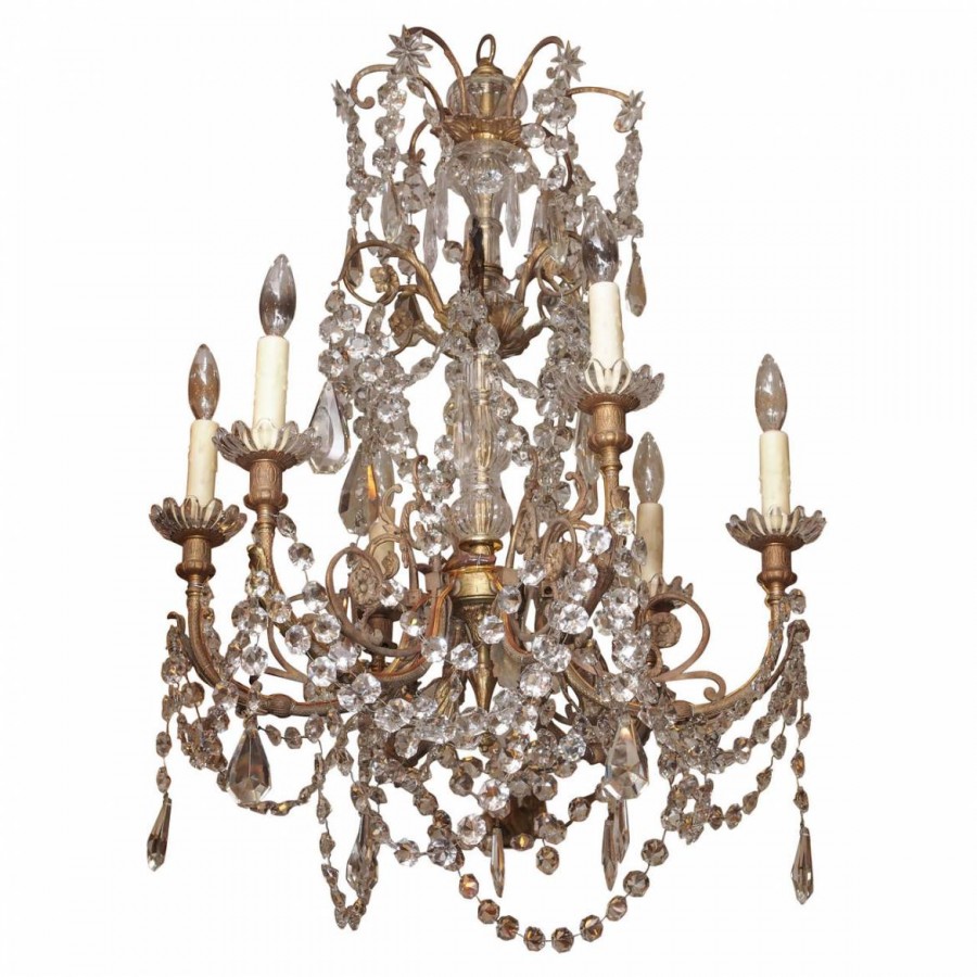 French Late 19th Century Bronze and Crystal Chandelier with Baccarat Crystals