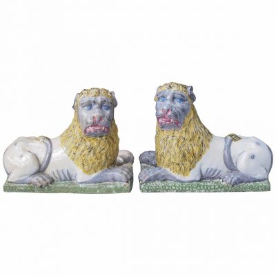 Pair of Late 18th-Early 19th Century Luneville Lions