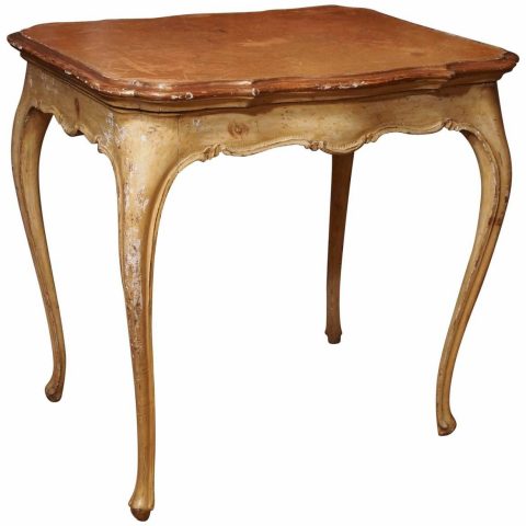 Italian Painted Occasional Table with Leather Top