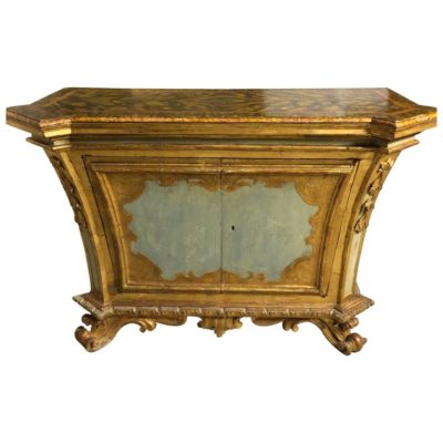 Italian 18th Century Parcel-Gilt and Painted Two-Door Cabinet