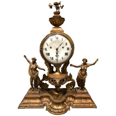 Italian 18th Century Giltwood Mantle Clock