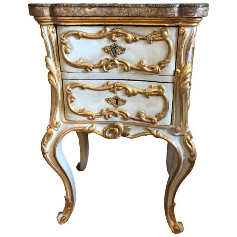 Italian Baroque Painted and Parcel-Gilt Commodini