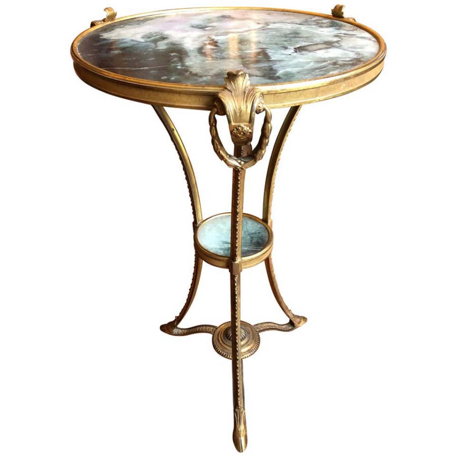 19th Century Bronze and Onyx Table