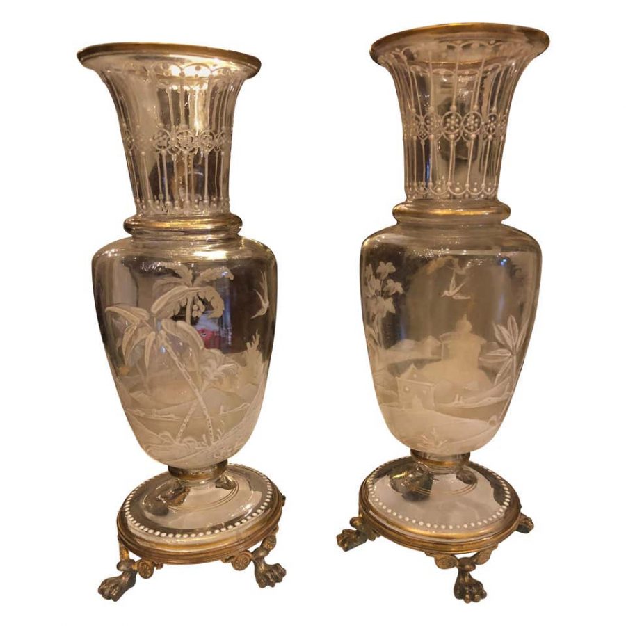 19th Century Pair of Baccarat Vases