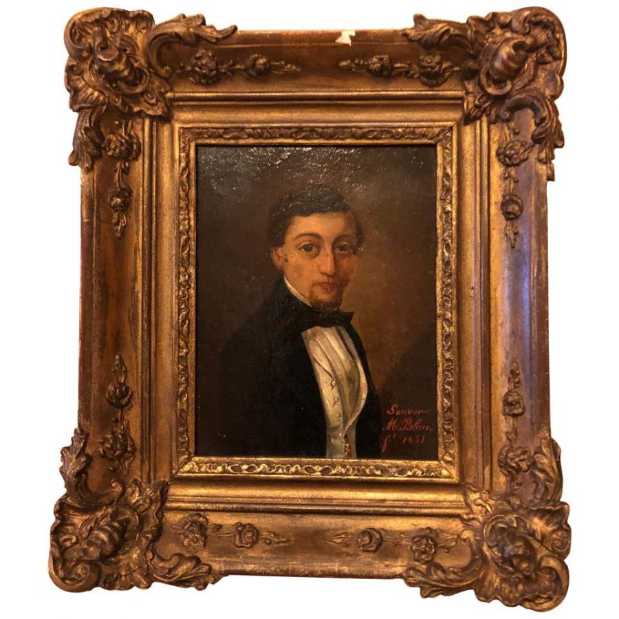 19th Century French Oil on Board Portrait