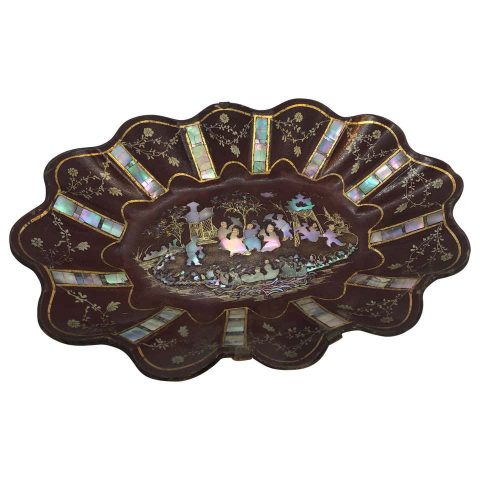 French Papier Mâché Tray with Mother of Pearl Inlay