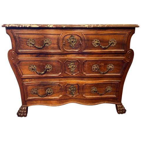 French Walnut Marble Topped Commode from Toulon