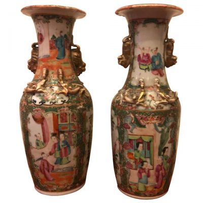 Small Pair of Famille Rose Vases