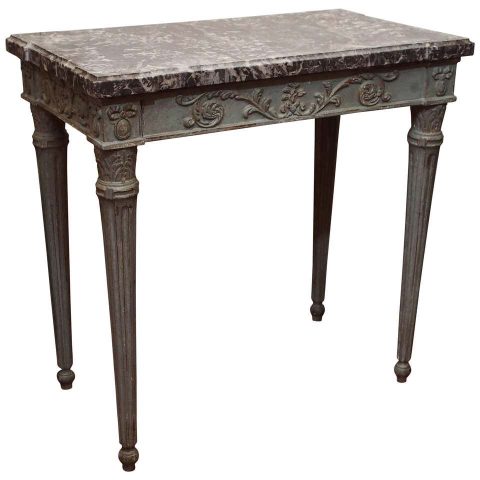 French Louis XVI Table with Marble Top