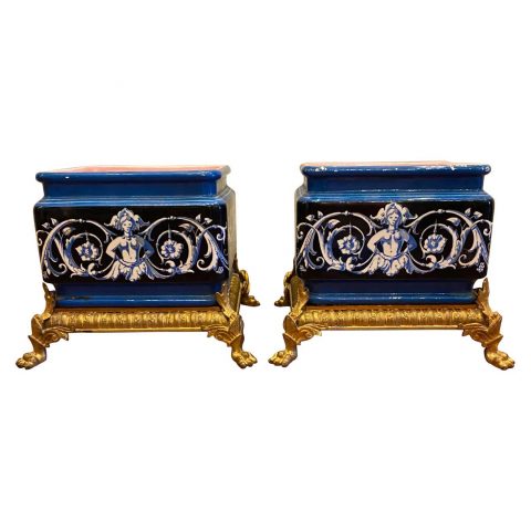 Pair of French Jardinière with Gilt Bronze Mounts