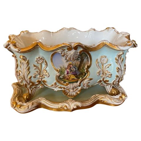 French Old Paris Jardiniere with under Plate