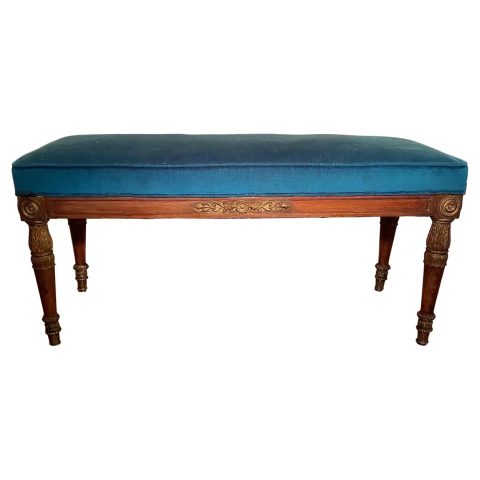 French Empire Faux Paint and Parcel Gilt Bench