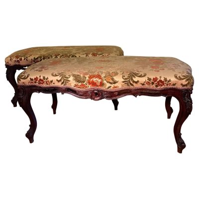 Pair of French Louis XV Style 19th Century Benches