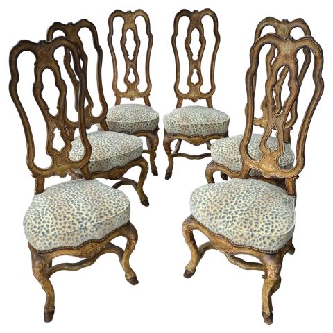 Set of 6 Painted Venetian Side Chairs