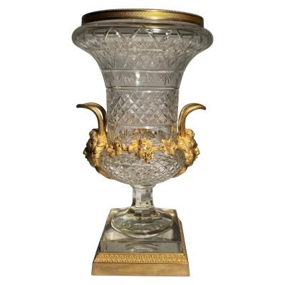 Large 19th C Mounted Baccarat Vase
