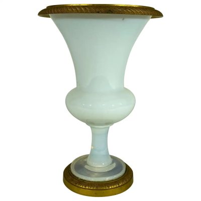 19th C Opaline Gilt Bronze Mounted Vasiform Vase