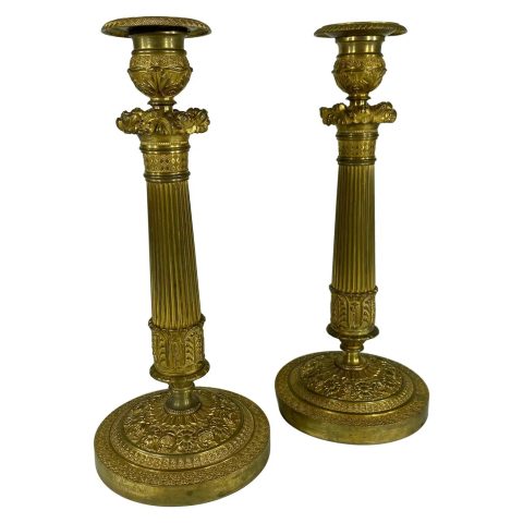 19th Century Gilt Bronze Candle Sticks